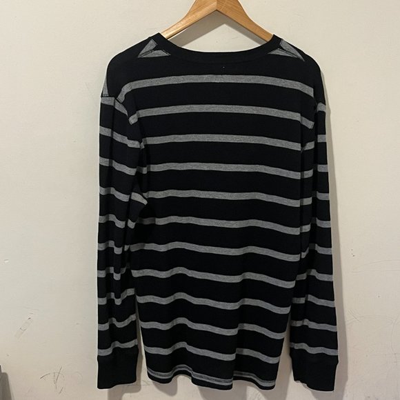 OLD NAVY | Men's Striped Thermal Shirt Black Grey Size Large - Picture 2 of 5
